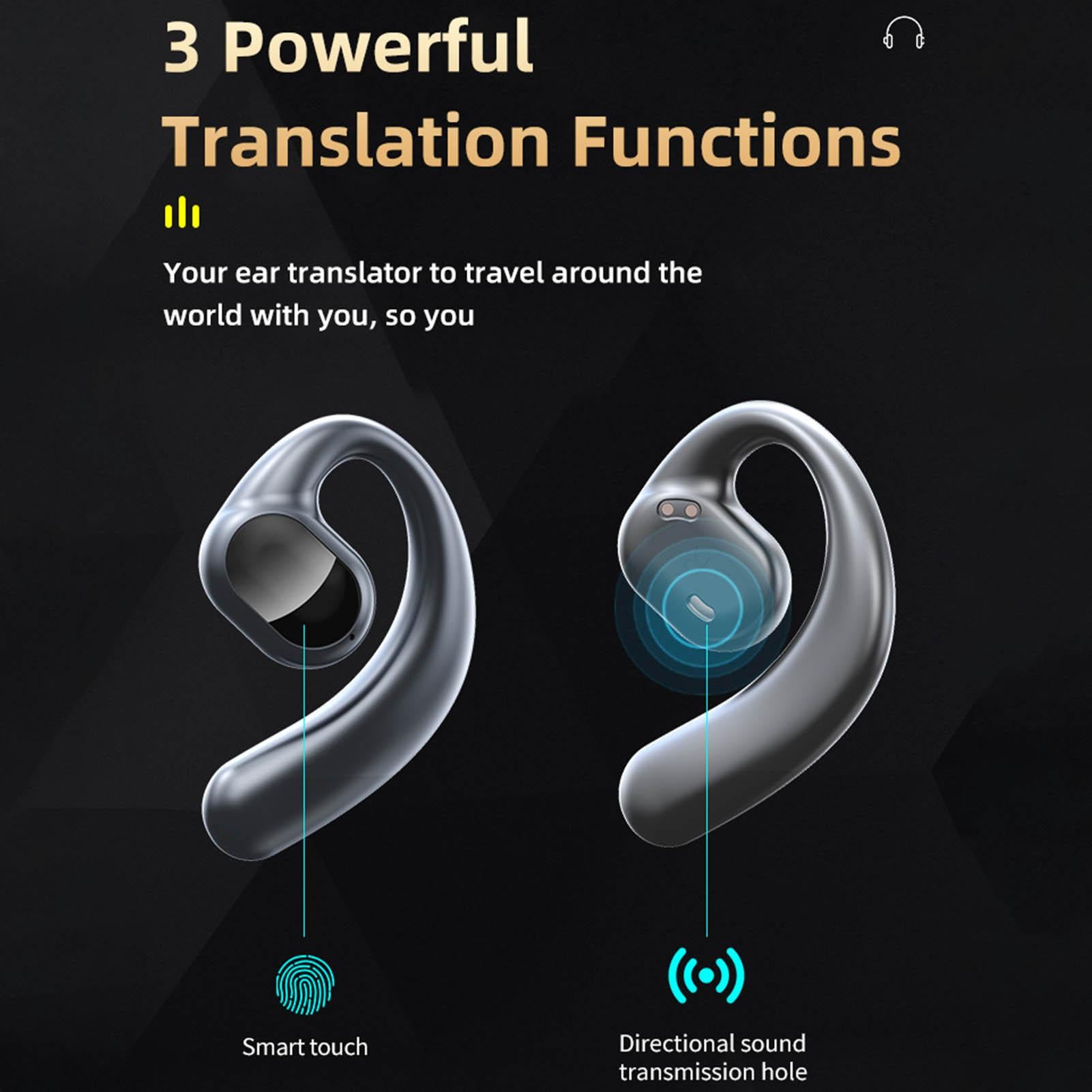 Language Translator Earbuds Multifunction Noise Reduction 144 Kinds Languages Real Time Translation Headphone Black — image 5