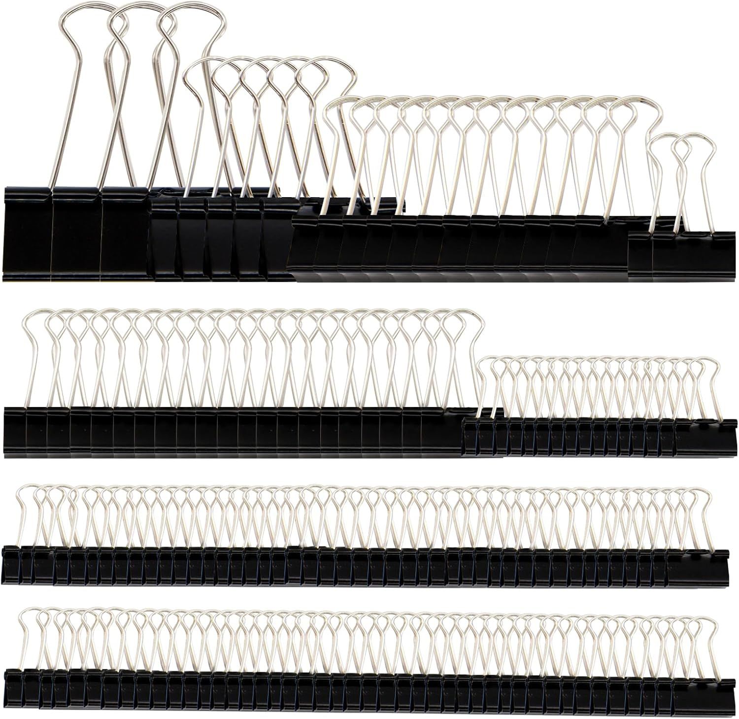 Binder Clips Paper Clamps Assorted Sizes 150 Count (Black), Large, Medium, Small, X Small and Micro, 5 Sizes in One Pack, Meet Your Different Using Needs — image 6