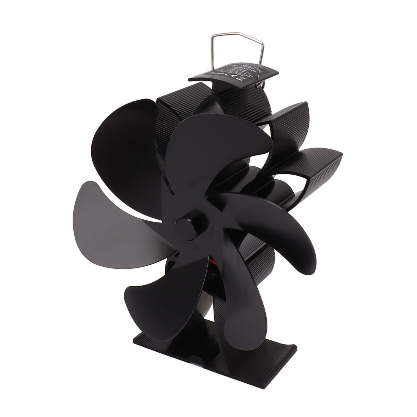 Heat Powered Stove Fan 6 Blade Aluminum Alloy Low Noise Wood Stove Fireplace Fan for Home Log Burning Stove Black โ image 3