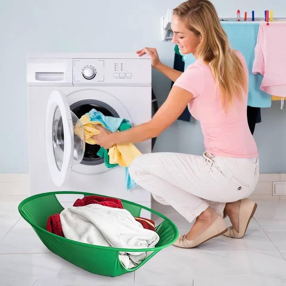 Large Collapsible Laundry Basket with Handles, Pop-Up Design, Decorative. Foldable. storage. Organized. Portable.Space-saving — image 3