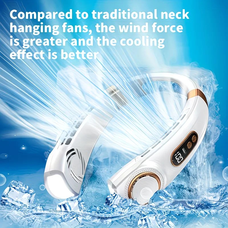 New Neck Hanging Fan Portable Mini USB Fan Personal Cooling Turbine Small Charging Quiet Lazy-Friendly.white — image 4