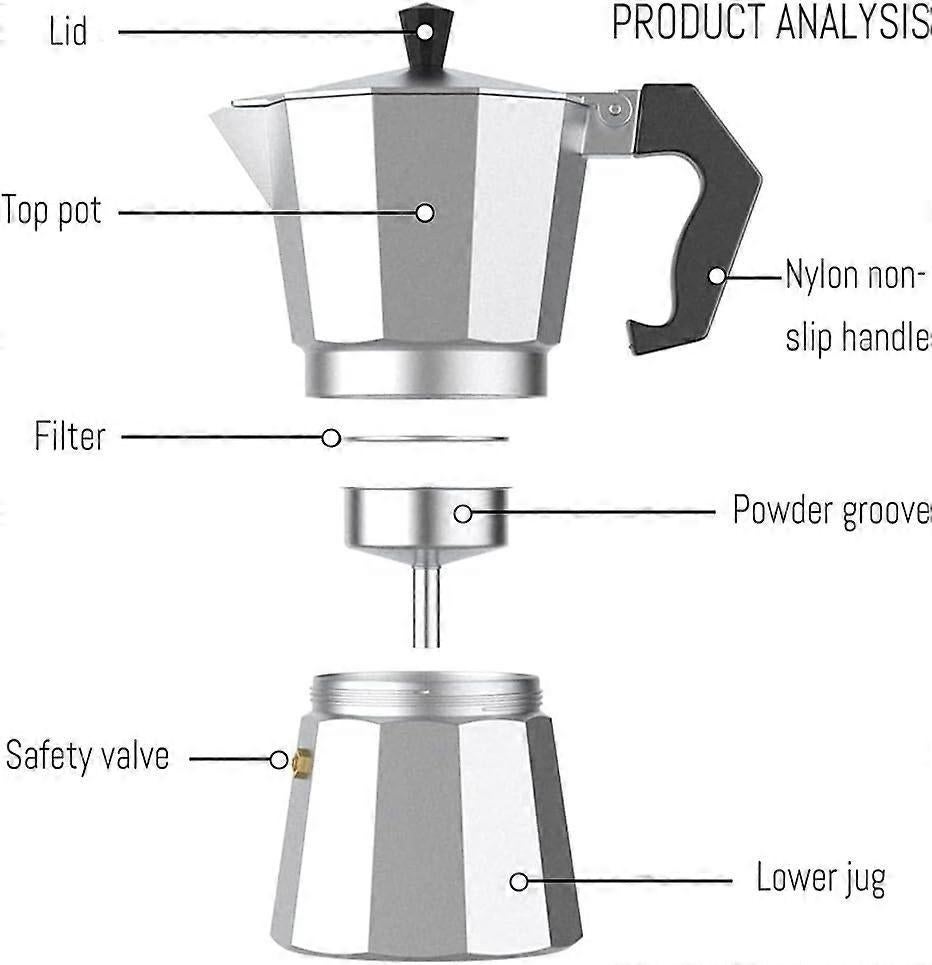 Italian Moka Pot Coffee Maker 6 Cup Classic Espresso Stovetop Coffee Maker — image 4