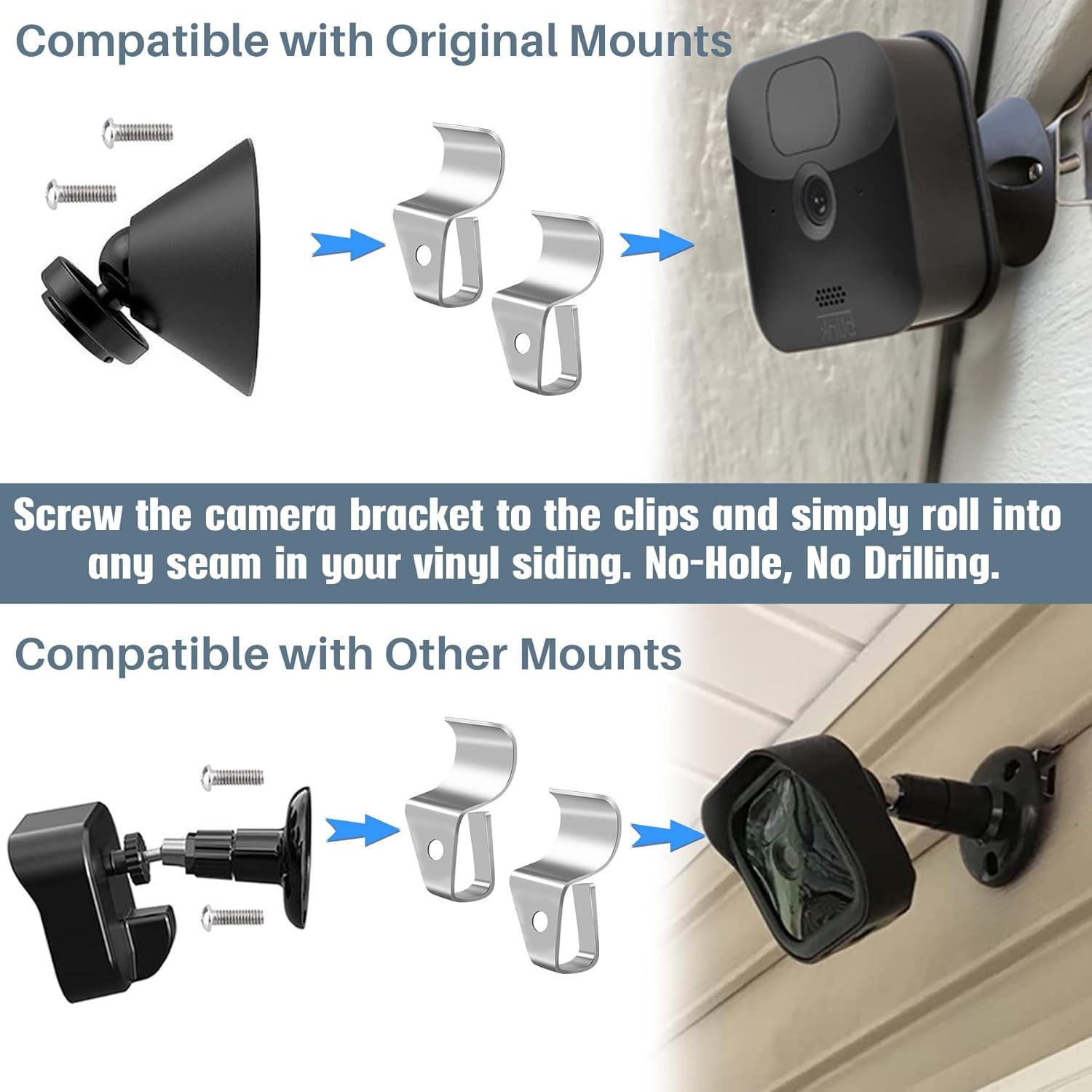 Vinyl Siding Clips,20-Pack No-Hole Outdoor Camera Mount,Vinyl Siding Hanger for Blink, Arlo, Ring, No-Damage, No Drilling, Weatherproof-304 Stainless Steel — image 3