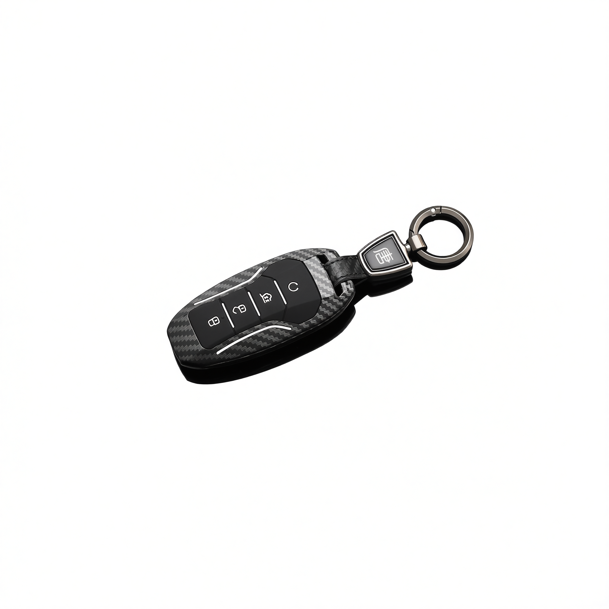 Fragrant Car Island Key Cover for BYD Tang Dmi. Bagged Type a card [carbon fiber black] round buckle — image 2