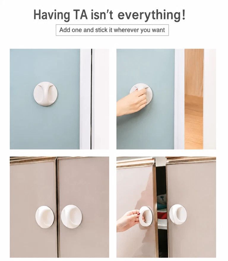 Self Adhesive Punch-Free Drawer Pull Handle, Strong Stick On Handle For Cabinet & Sliding Window, Pink, 4 Pcs, Lovely Interior Decor Gift ā image 5