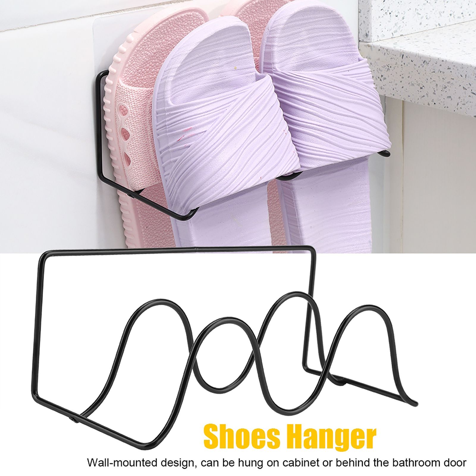 Double Layer Shoes Rack Hanger Shelf Holder Wall Mounted Shoes Rack (Black) — image 2