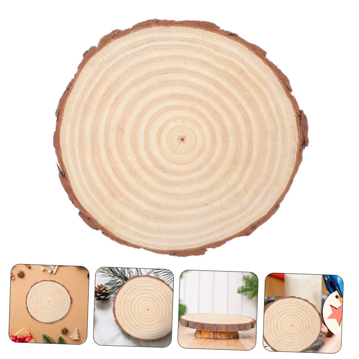 Wooden circles and bark wooden circles are used for crafts, while tree pieces are used for DIY crafts, rural wedding decorations — image 5