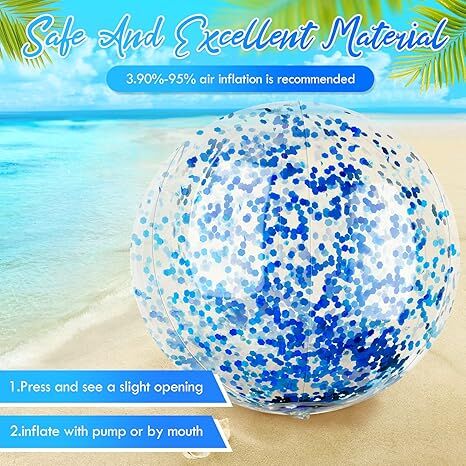 Christmas 10 Pcs Inflateable Sequin Glitter Beach Balls, 24 Inch and 16 Inch Jumbo Pool Confetti Glitter Balls, Swimming Pool Beach Toys for Summer Favor — image 2