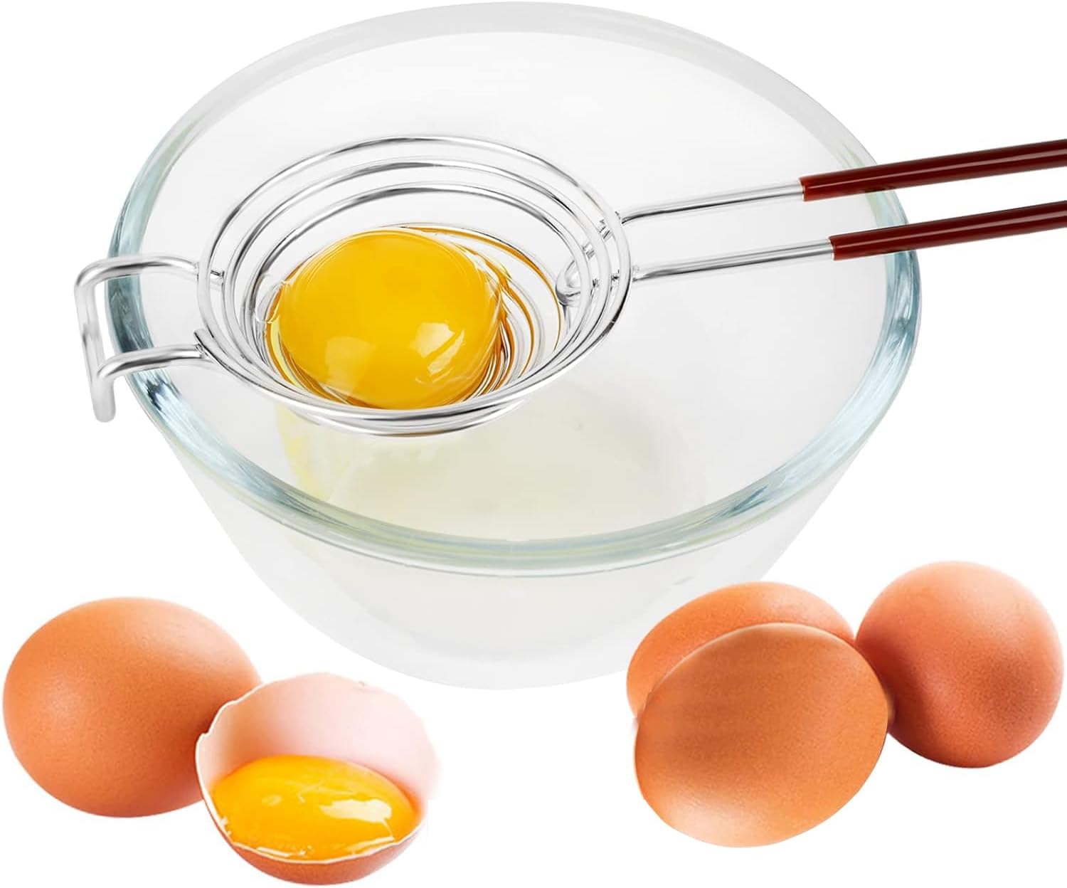 Egg Separator,Stainless Steel Egg Separator with Handles Egg Yolk Separator,Divider Filter Easy Storage for Kitchen Baking Tools โ image 5