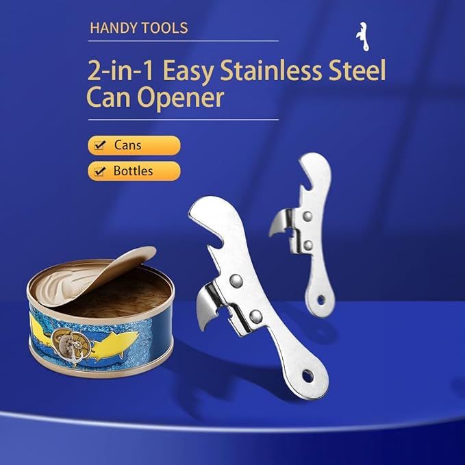 Can Opener Manual Stainless Steel Camping Can Opener, Portable Bottle Opener (2 Pieces) β image 4