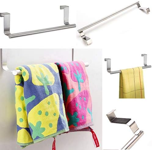 Stainless Steel Over The Cabinet Dish and Hand Towel Bar Holder Over Kitchen Drawer Door Towel Rack Hook Bathroom Towel Hanger 23 cm โ image 4
