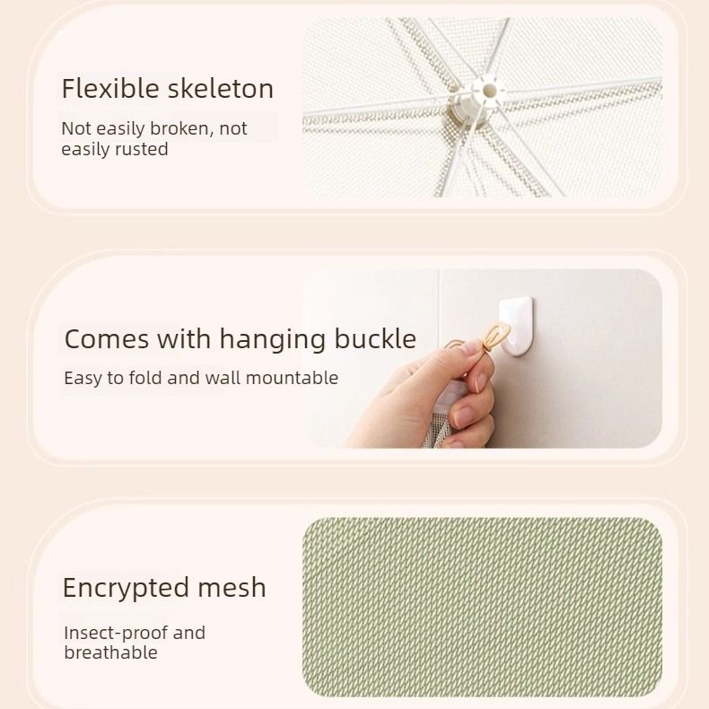 Foldable Mosquito-Proof Food Cover, Household Fly Screen, Fine-Mesh Breathable Dining Table Cover - Round — image 5
