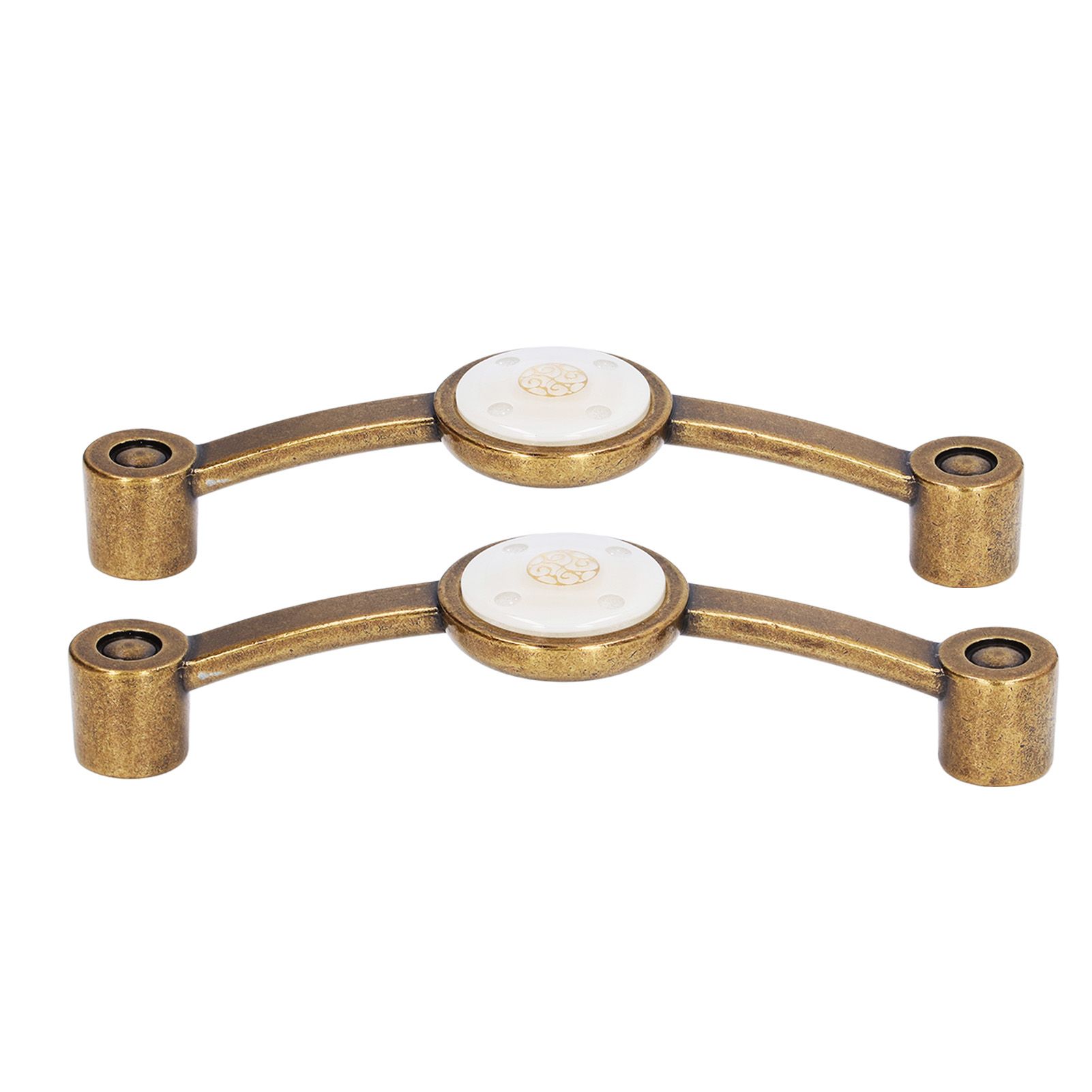 2 Pcs Zinc Alloy Antique Copper Handle European Modern Pastoral Color Acrylic Handle for Cabinet DrawerWhite โ image 3