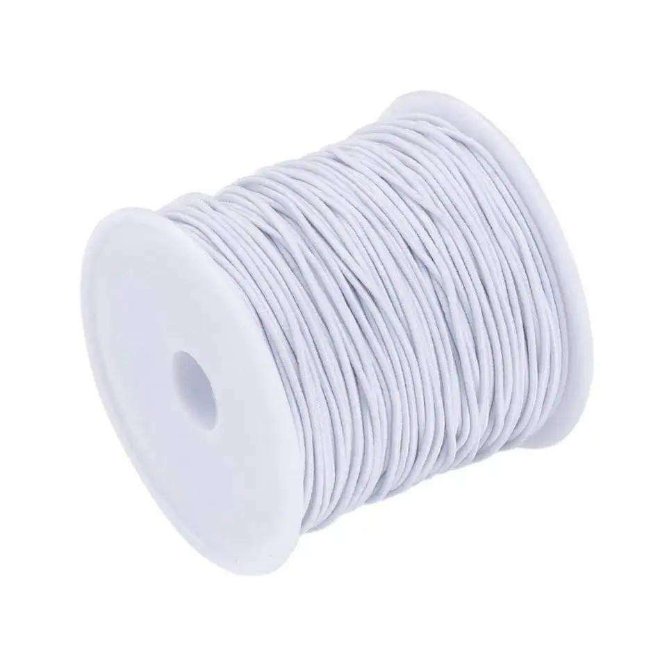 50m White Nylon Covered Elastic Thread, 0.6mm