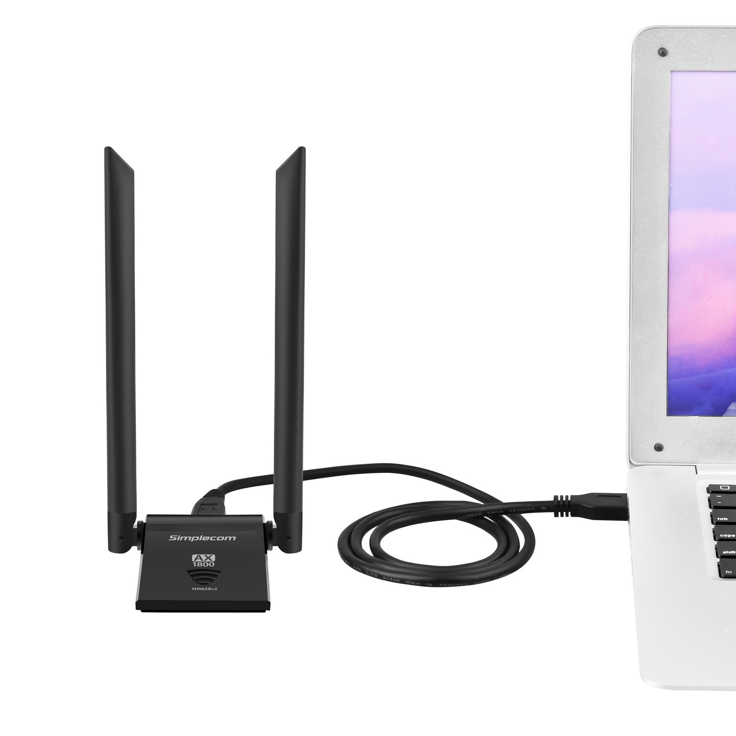 Simplecom NW628v2 AX1800 Dual Band WiFi 6 USB Adapter with 2x 5dBi High Gain Antennas — image 5