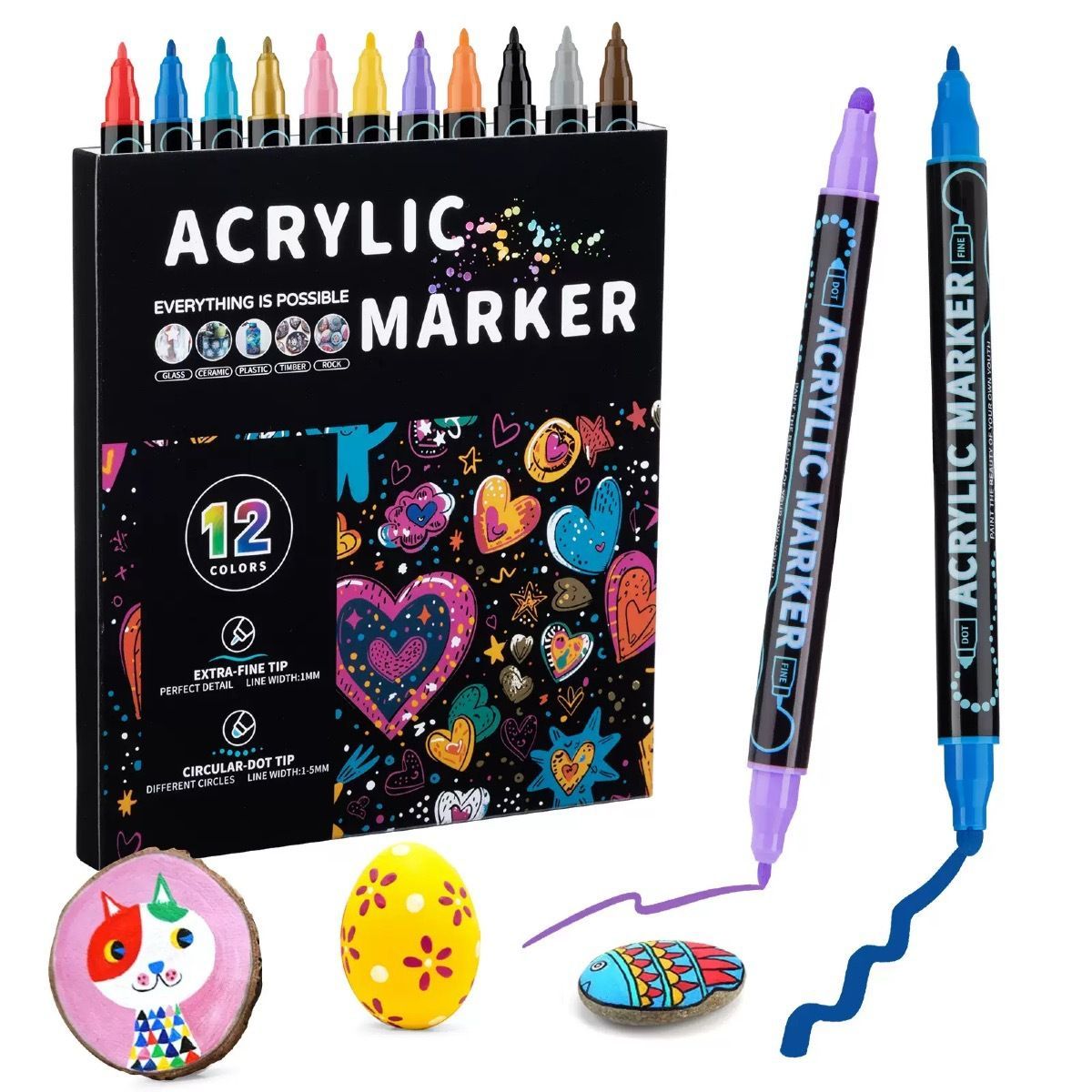 Double-Headed Acrylic Markers Art Marker Set Sketch Pens Permanent Markers - Multi-color - Size 120 colors