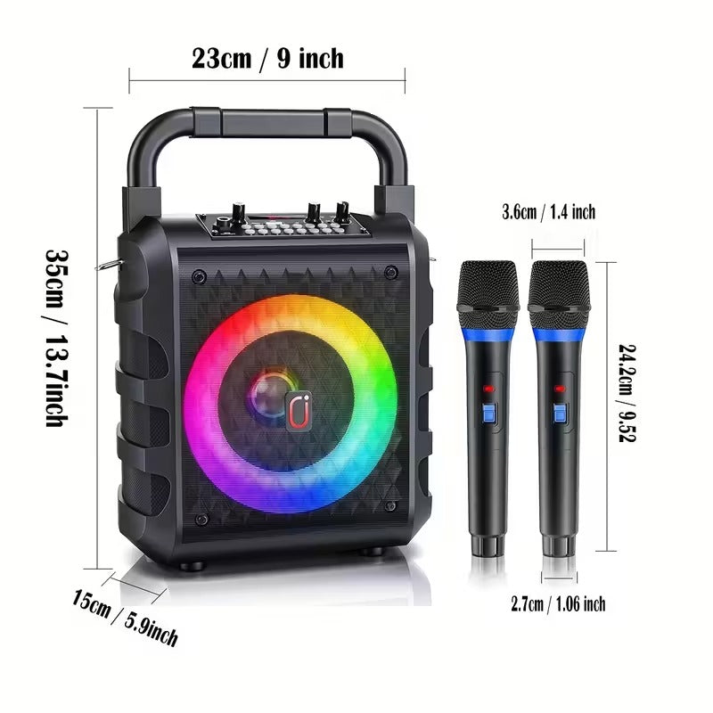 20W Portable Karaoke Speaker with Dual Wireless Mics — image 2