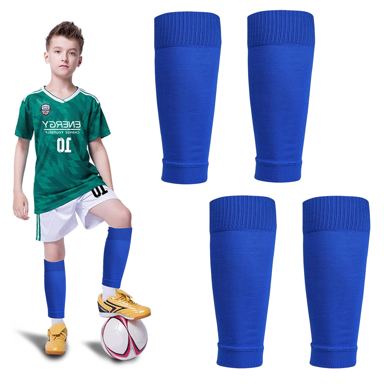Football Socks Sleeves Football Shin Guards Sleeves, Shin Guards Grip Socks Leg Sock Sleeve for Unisex Children, Youth — image 2