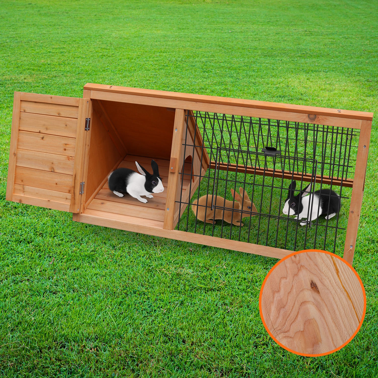 Furtastic Triangle Wooden Rabbit Hutch Outdoor A-Frame Bunny Cage Small Animal Enclosure Fir Wood Pet House — image 6