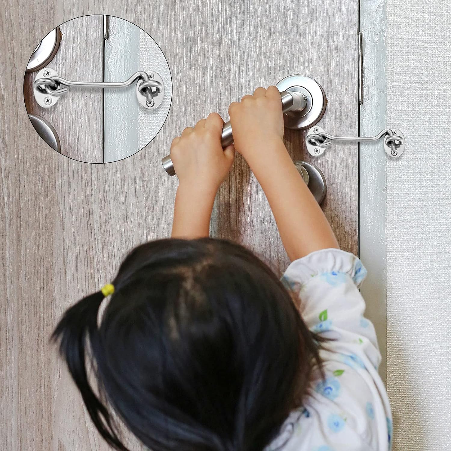2-pack cabin door latches with hook and eye, 10 cm stainless steel door lock with mounting screws, sturdy twist latch for windows, sliding doors, bedrooms and — image 4