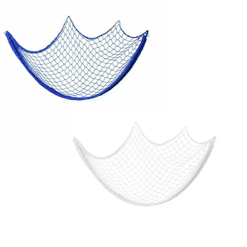Fishing Net Decor DIY Beige/Blue Nautical Decorative Beach Mediterranean Party - Blue โ image 3