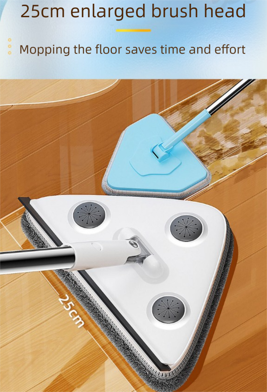 Adjustable Triangle Cleaning Mop 124-164cm Extendable Long Handle Window Squeegee Wall Washer Rotatable Head for Ceilings High Corners Wet Dry Use โ image 5