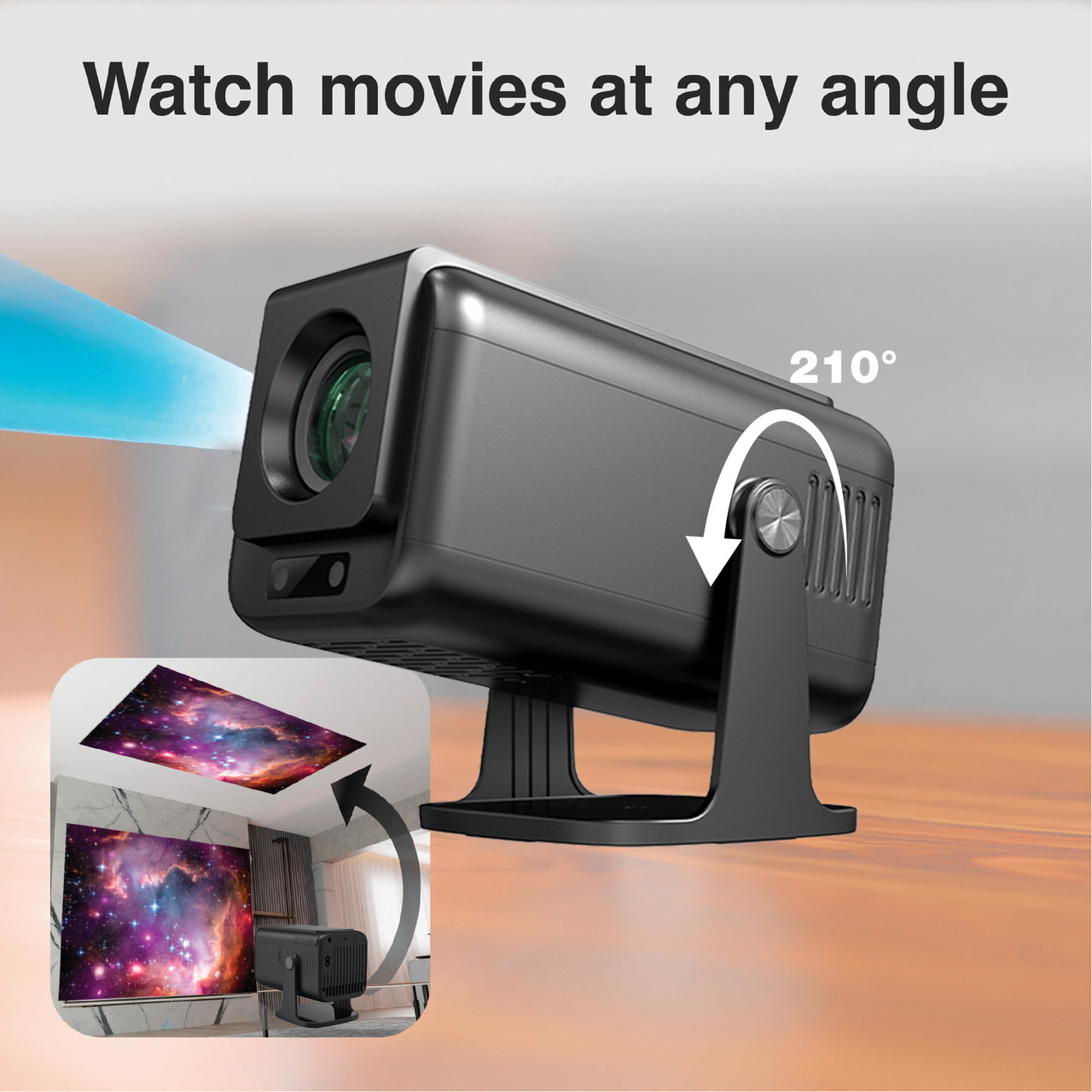 Laser 1080p Android Multi-Angle LED Projector Black โ image 3