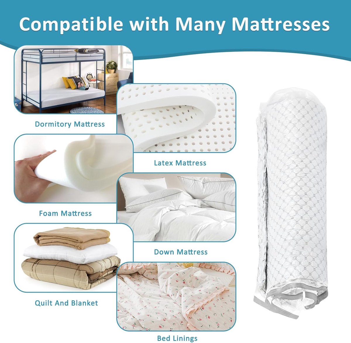 Large vacuum storage bags - 220 × 100cm - vacuum mattress bag - waterproof - resealable - with zipper - reusable - space-saving bags - vacuum seal - for — image 5