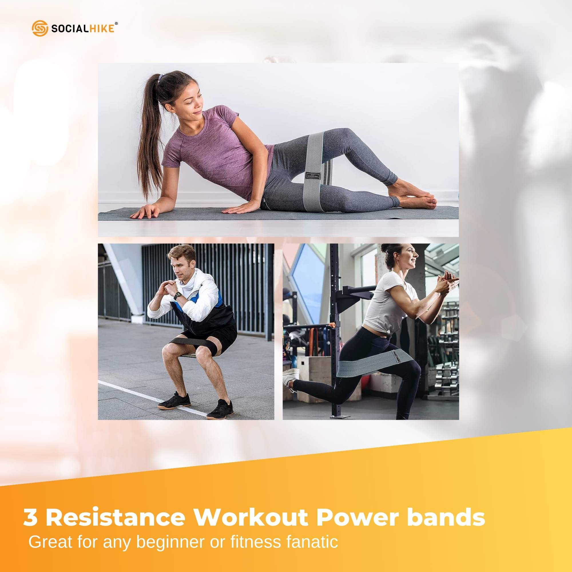 3x Resistance Exercise Hip Bands Set - Stretch Glute Booty Workout Power Loops — image 3