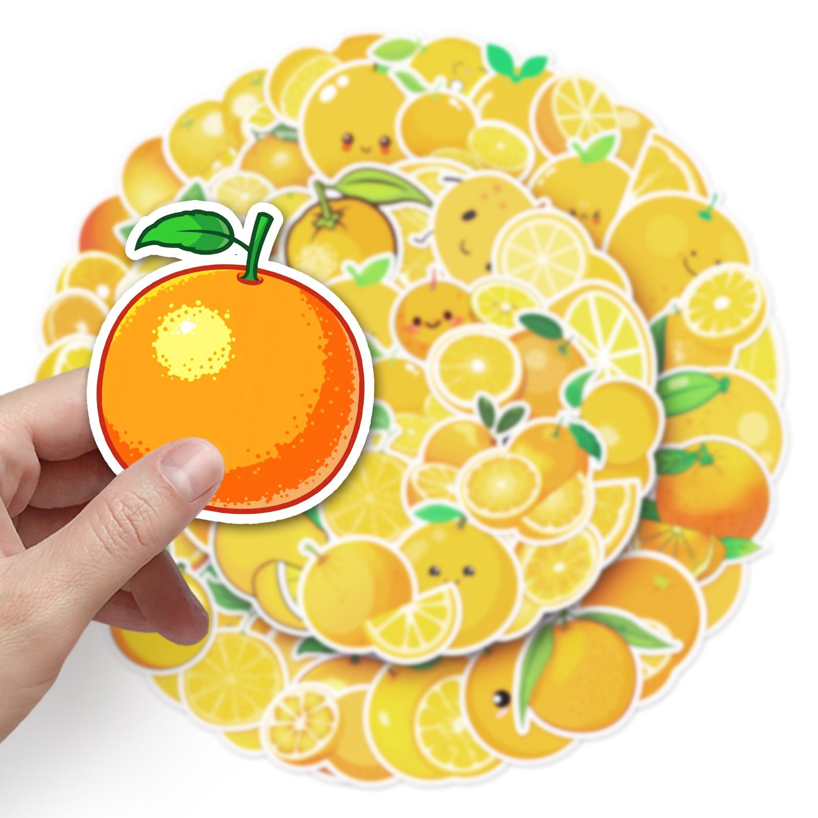 Orange Stickers |50Pcs Orange Waterproof Vinyl Decals for Water Bottles Laptop Luggage Cup Computer Mobile Phone Skateboard Guitar — image 2