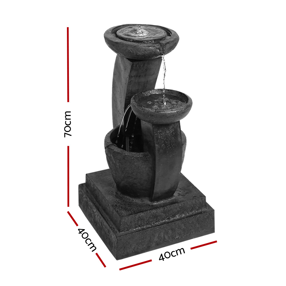 Gardeon Solar Water Feature Cascading Fountain 3-Tier Mushroom LED Light 70CM โ image 2