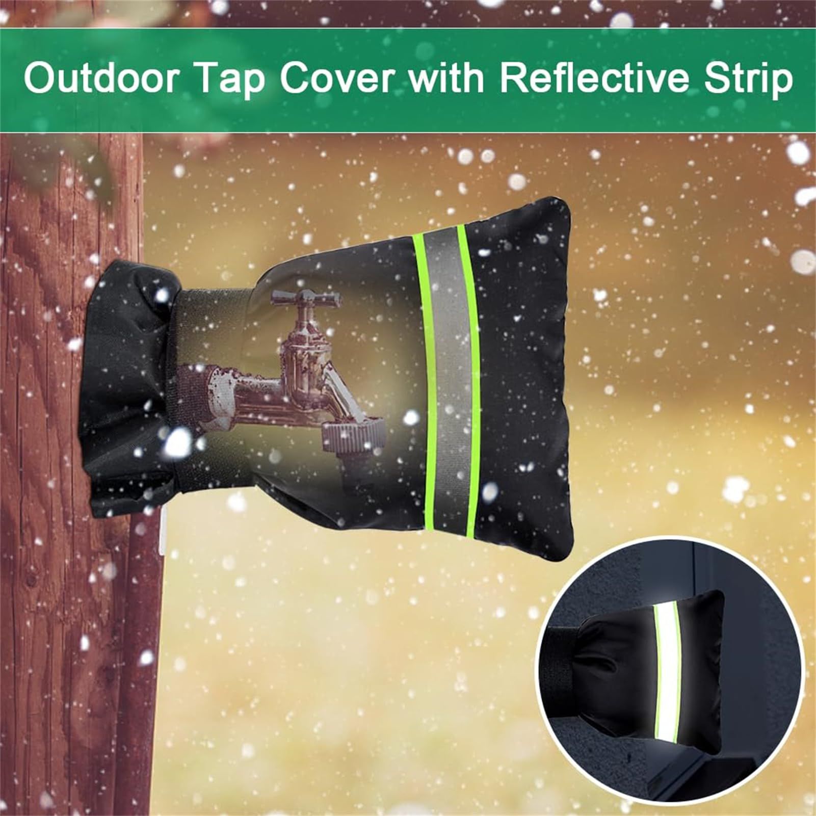 Outdoor Faucet Covers for Winter, 9.8" H x 6.2" W，Outdoor Tap Cover Insulated Protector, Waterproof Thickened Thermal （2pcs） — image 5