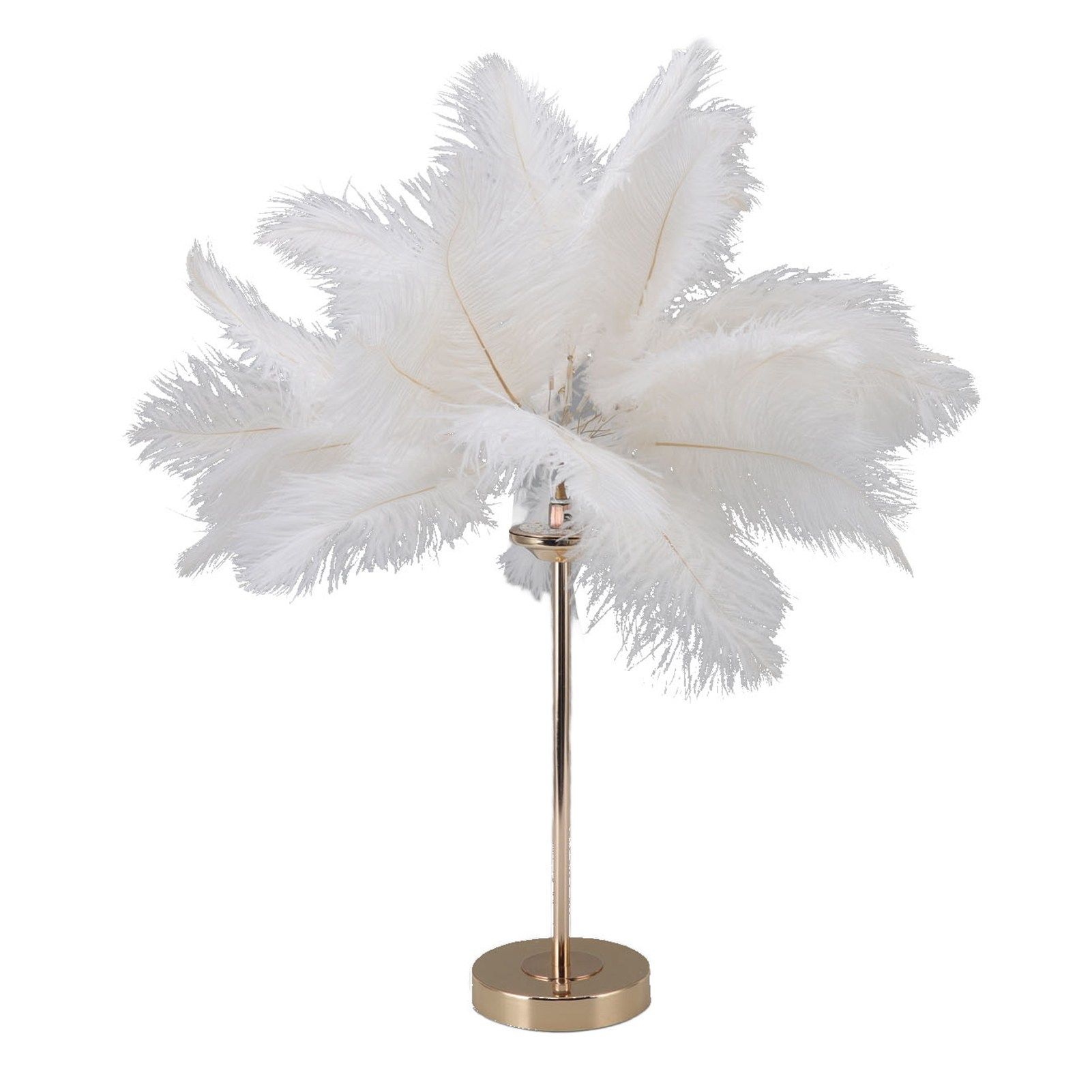 Feather Table Lamp Touch Switch USB Ostrich Feather Lamp 3 Color Dimming Desk Lamp with Gold Metal Base 30pcs Feather โ image 3
