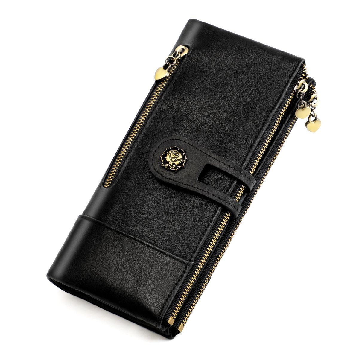 women's leather wallet, anti-skimming wallet, retro style wallet, Korean fashion wallet, long wallet for women, ladies accessory, RFID blocking wallet, genuine — image 4