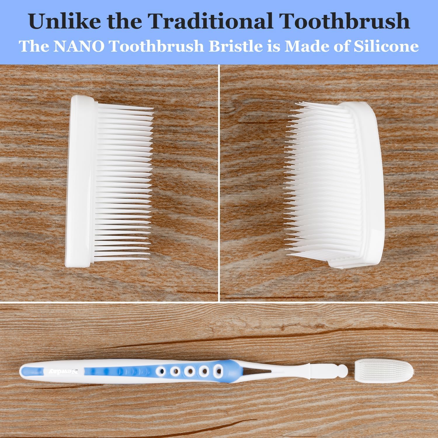 Petluno Nano Toothbrushes Medium Bristle Silicone for Sensitive Teeth and Gums Individually Wrapped Travel Toothbrush Set, Hard Multiple Colors (3 Box) 3 Box — image 3