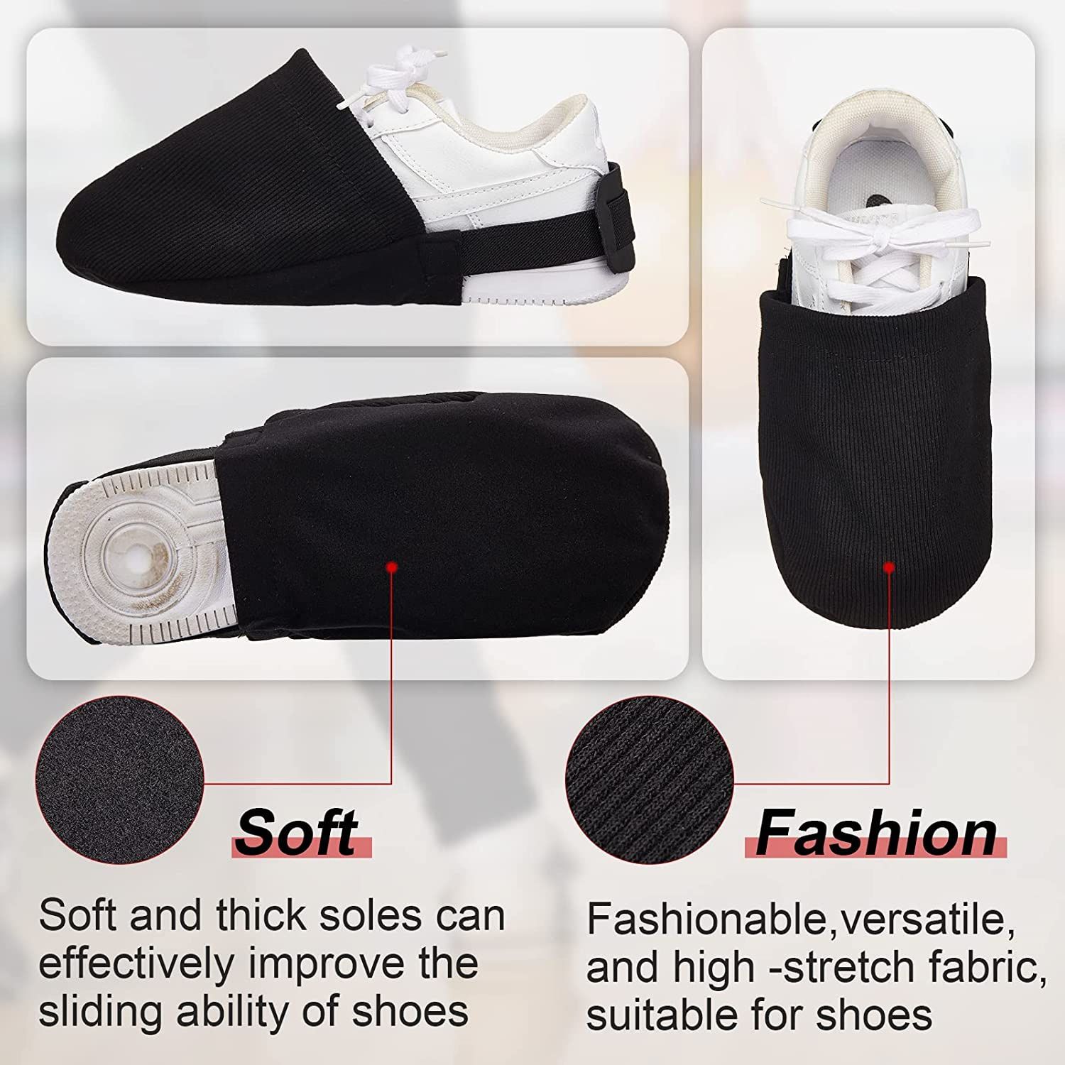 Bowling Shoe Covers 2 Pairs Black Bowling Shoes Slider Bowling Accessories for Women and Men (black) — image 5