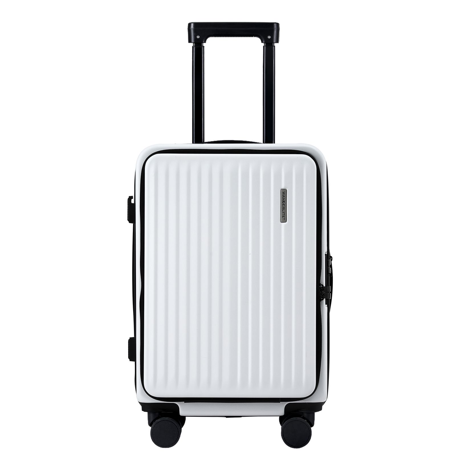 Wanderlite 20" Luggage Suitcase Front Pocket Travel Carry On Dual TSA White — image 4