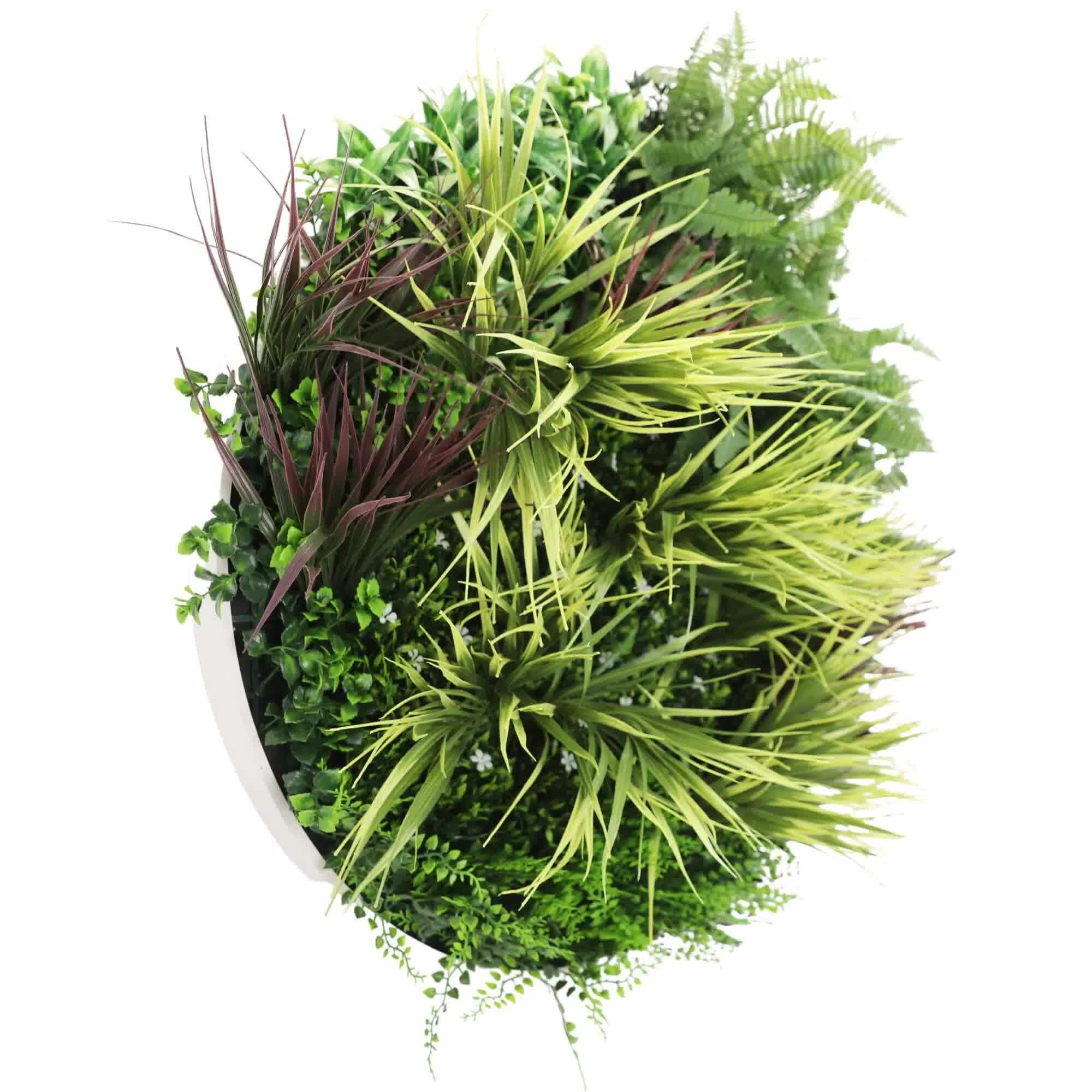 Slimline Artificial Green Wall Disc Art 80cm Grassy Fern UV Resistant (White) — image 4