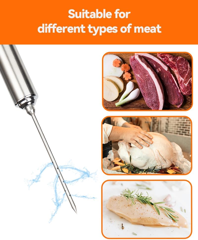 Meat Injector Syringe, 2oz Turkey Injector Seasoning, 304-Stainless Steel Seasoning Injector with 3 Marinade Needles and 3 Cleaning Brushes for Smoked BBQ — image 4