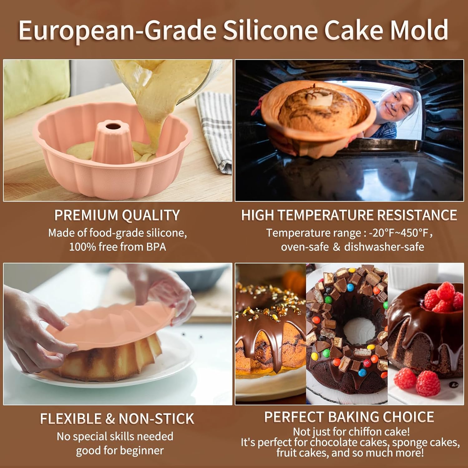 2 Pack Silicone Cake Pan Nonstick — image 3