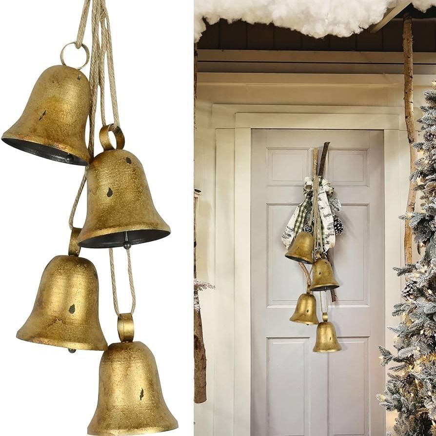 Decorative Bells, Christmas Decor Bells, Huangma Hanging Rope Metal Decorative Bull Bell, Classic Bell-Shaped Bell, Vintage Handmade Rustic Lucky Christmas Cow — image 4