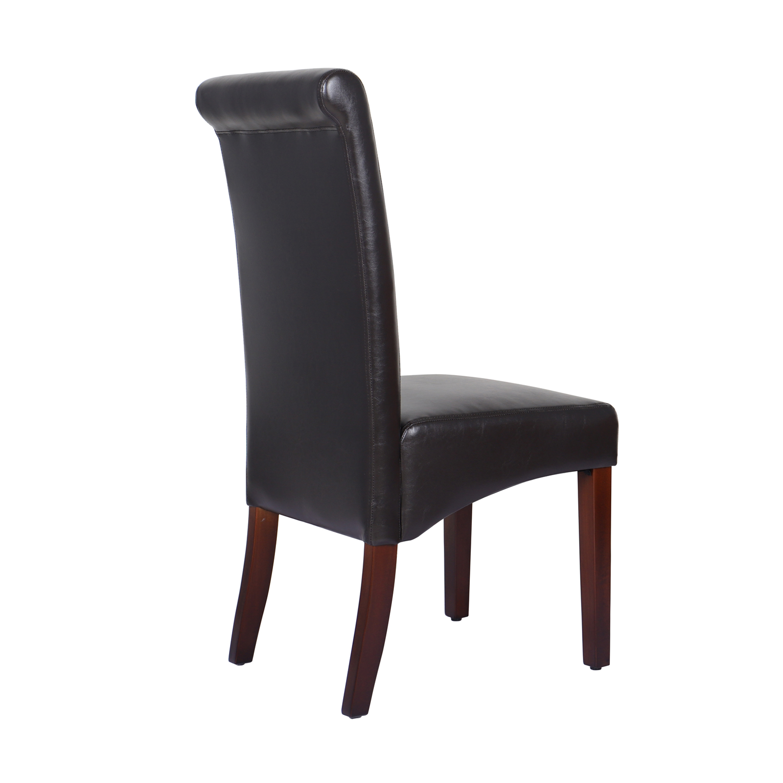 2x Wooden Frame Brown Leatherette Dining Chairs with Solid Pine Legs — image 4
