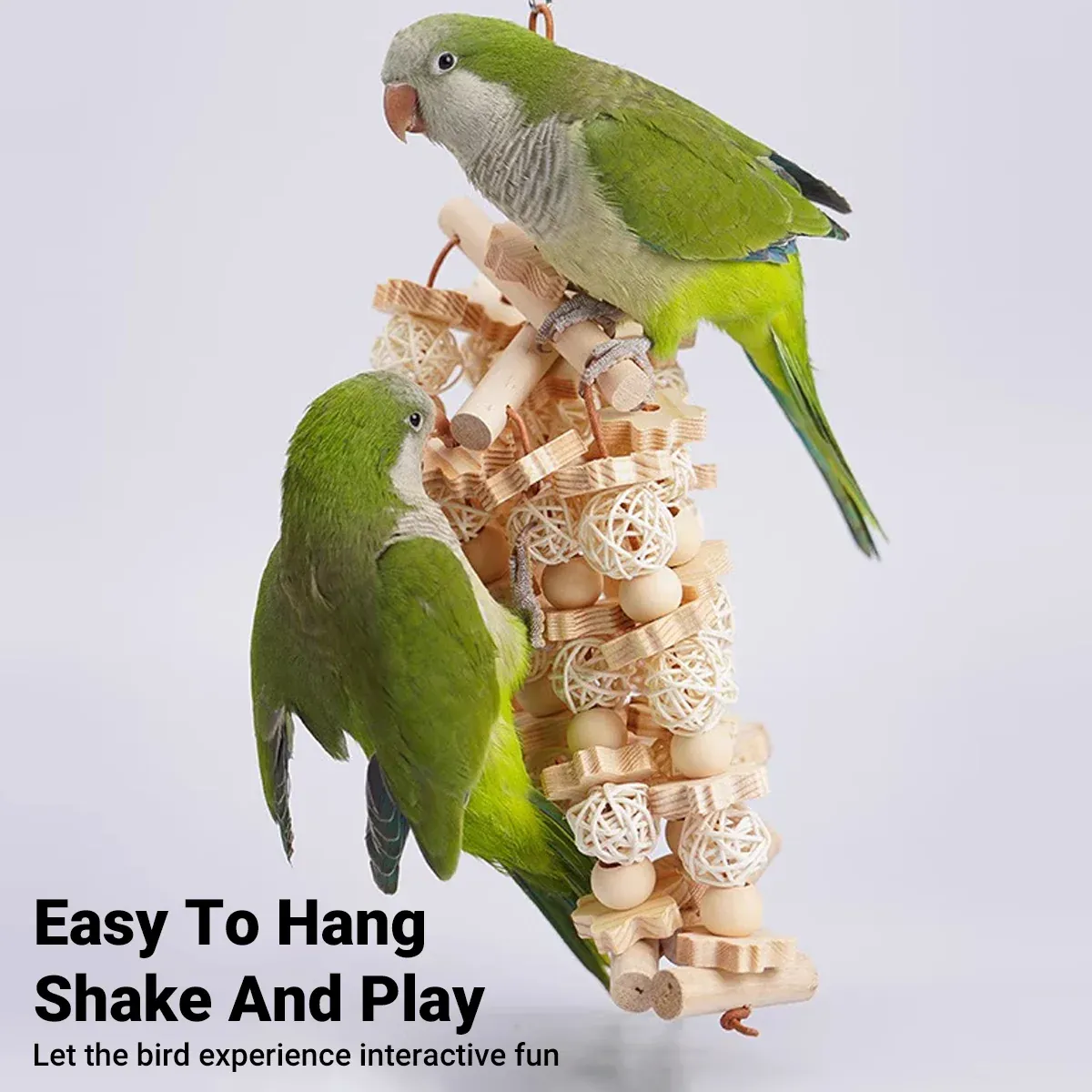 Wooden Parrot Chew Toy Bird Interactive Biting Toy Natural Rattan for Cage — image 4