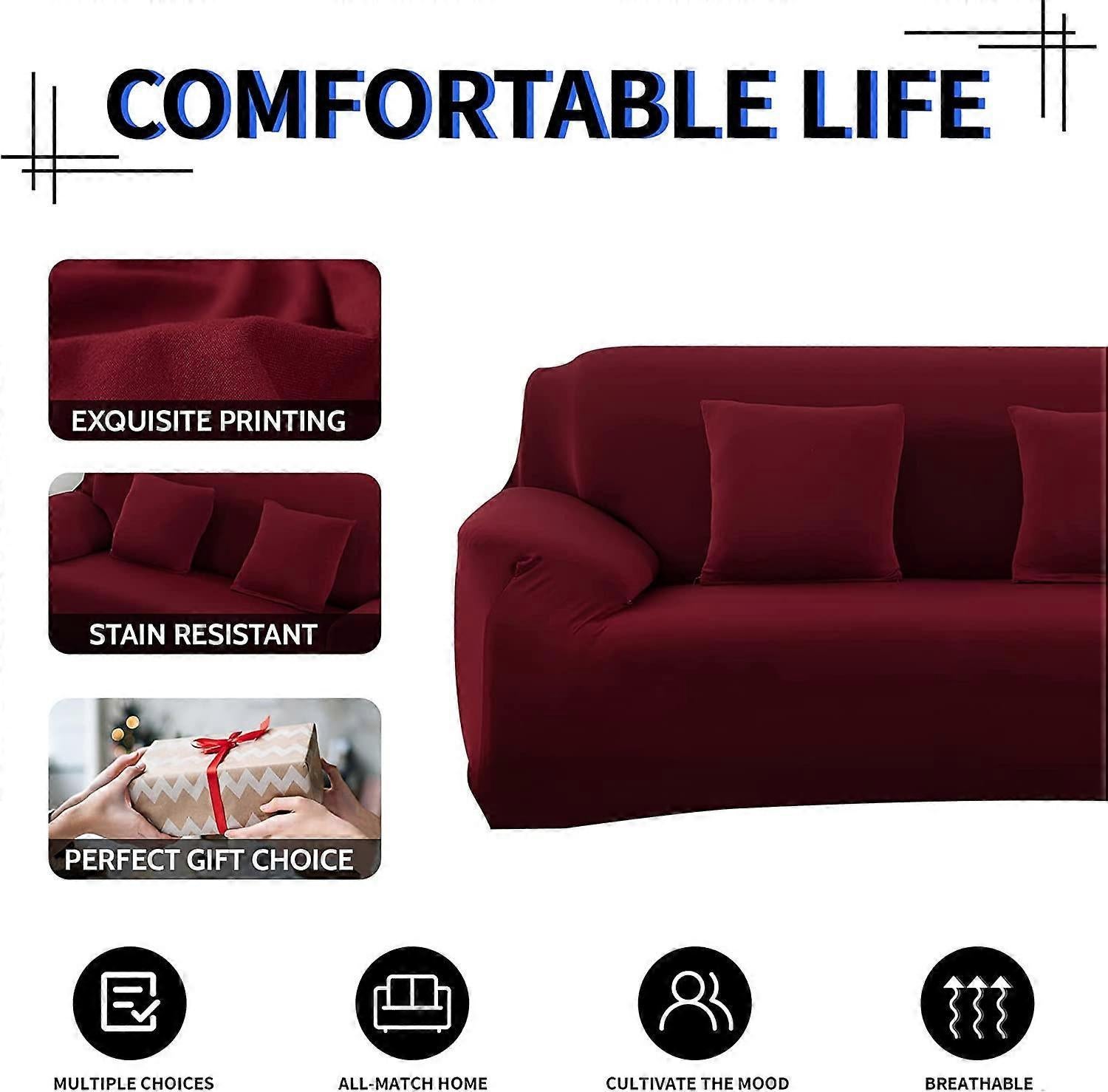 2 Seater Square Stretch Sofa Cover with Armrests and Cushion Covers โ image 4