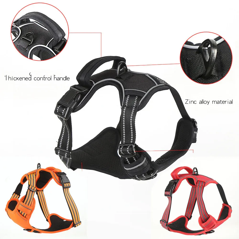 Reflective Pet Vest, Dog Harness, No Pull, Breathable, 1.5-meter tow rope - Blue, L — image 3