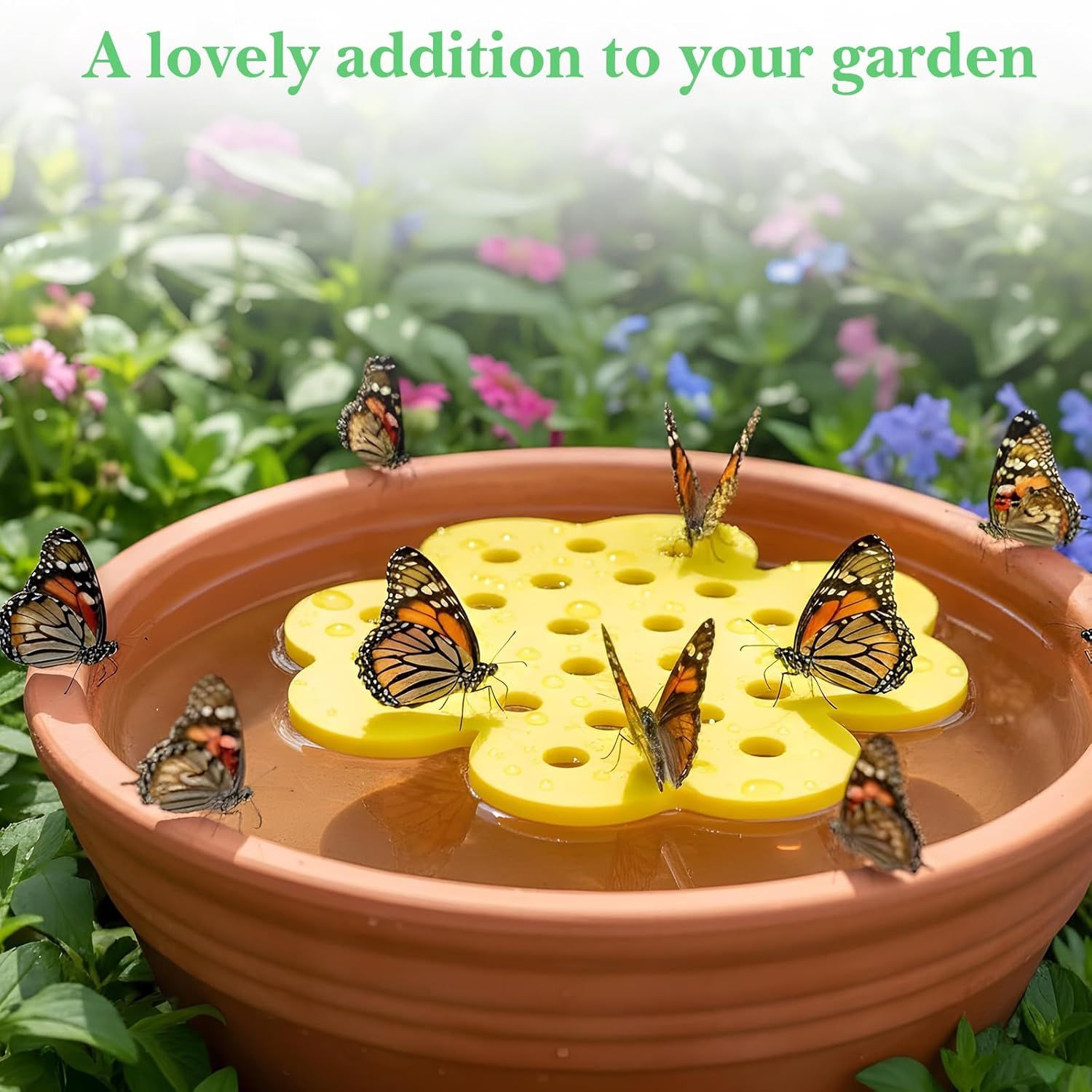 4 Pack Floating Bee Watering Station for Garden, 5.51 Inch Eva Foam Floating Bee Island, Butterfly and Bee Baths, Outdoor Honeybee Feeder for Feeding Thirsty — image 6