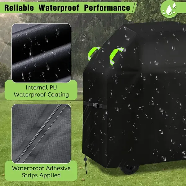 BBQ Grill Cover 420D Oxford Waterproof Windproof for Outdoor Gas and Charcoal Grills 145 × 60 × 120 cm Black — image 4