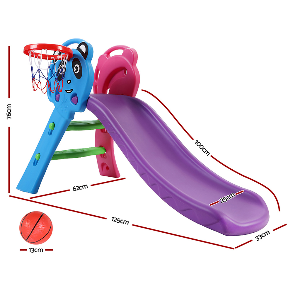 Keezi Kids Slide Set Basketball Hoop Indoor Outdoor Playground Toys 100cm Blue โ image 2