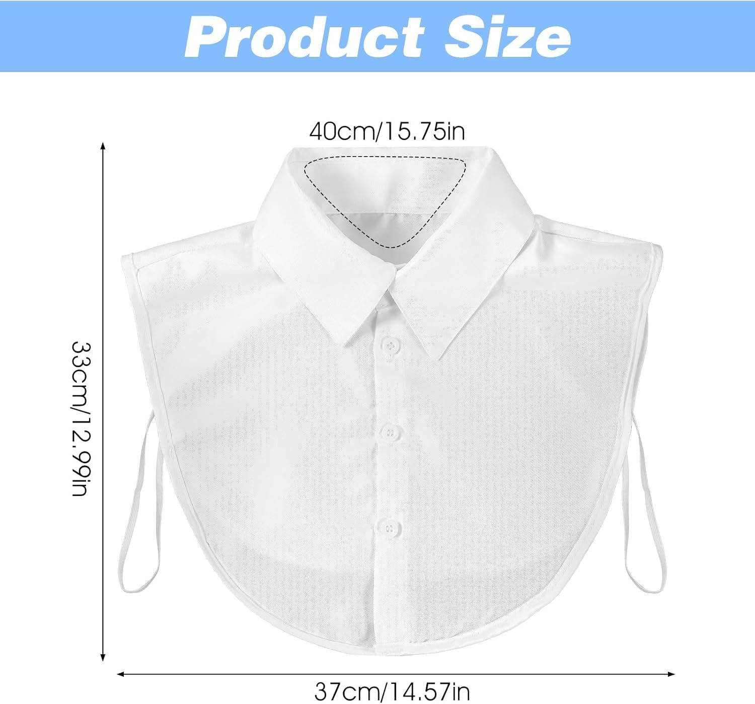 White Fake Collar for Women, Detachable Dickey Collar, Faux Collars Blouse Half Shirt Collars Tops for Daily Graduation Halloween Winter Christmas — image 3