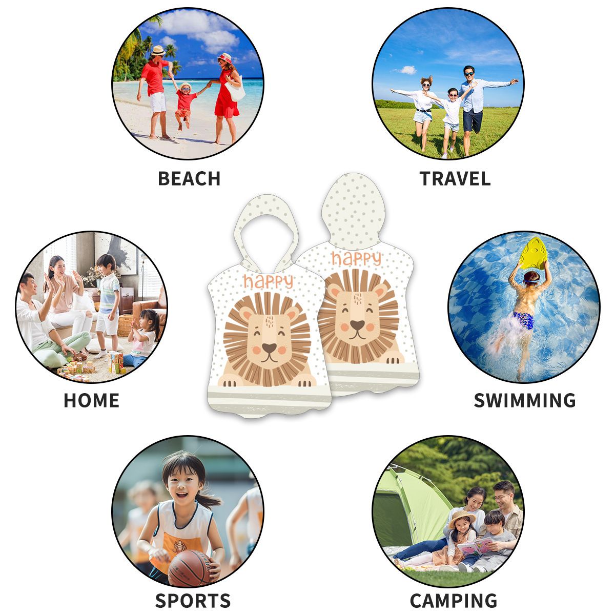 Quick-drying, sand-free, thin beach towel with hood โ image 4
